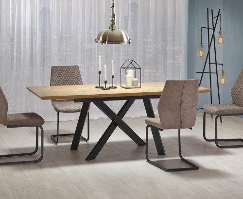 Комплект обідній HALMAR стіл CAPITAL  і стільці K-272 160-200/90/76 см. Дуб Золотий-Чорний